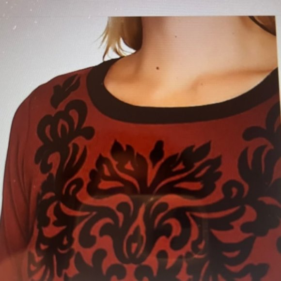 Bob Mackie Velvet Flocked Knit Top Size L - Picture 6 of 9